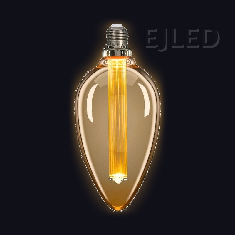 This amber glass tear drop light guide LED bulb combines vintage style with modern LED technology for decorative lighting applications. - view 2