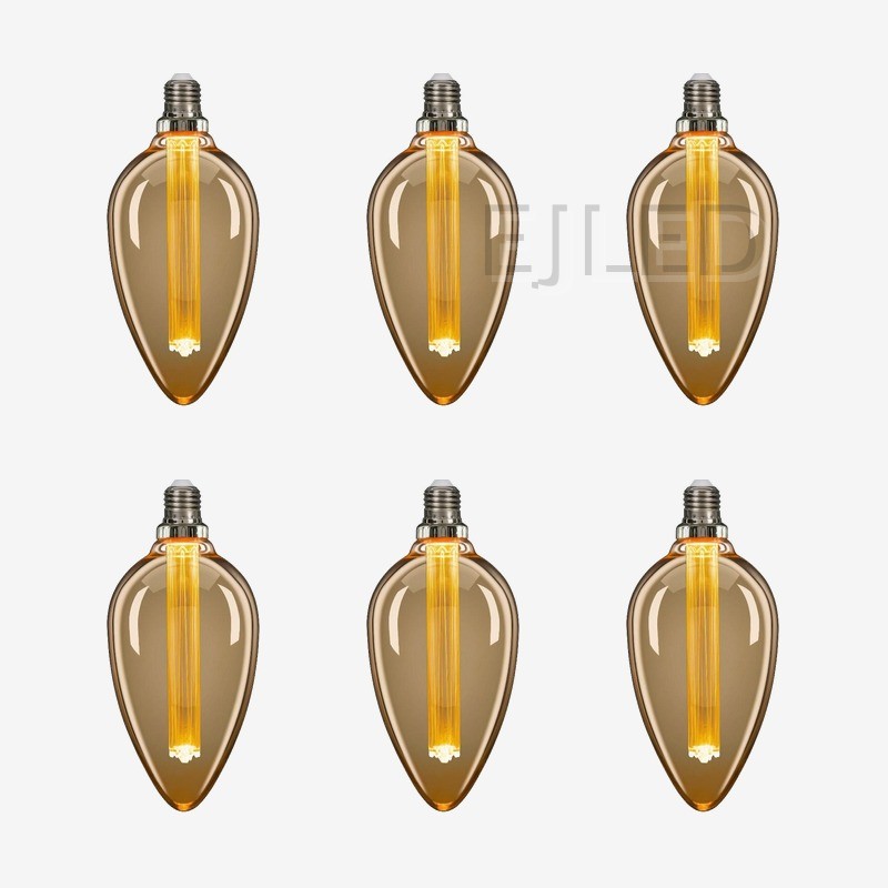 This amber glass tear drop light guide LED bulb combines vintage style with modern LED technology for decorative lighting applications. - view 5