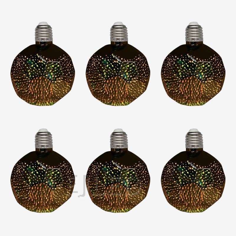 This large clear glass bulb features a faceted geometric shade that creates a 3D galaxy light effect when illuminated. It connects via a standard screw base for easy installation. - view 5