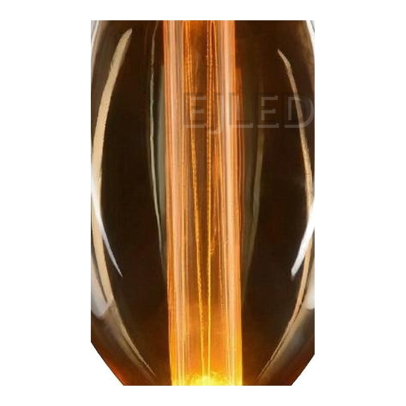 This amber glass light guide LED bulb features a distinctive oval shape and a warm vertical filament structure. It provides decorative lighting for interior commercial and residential projects. - view 3