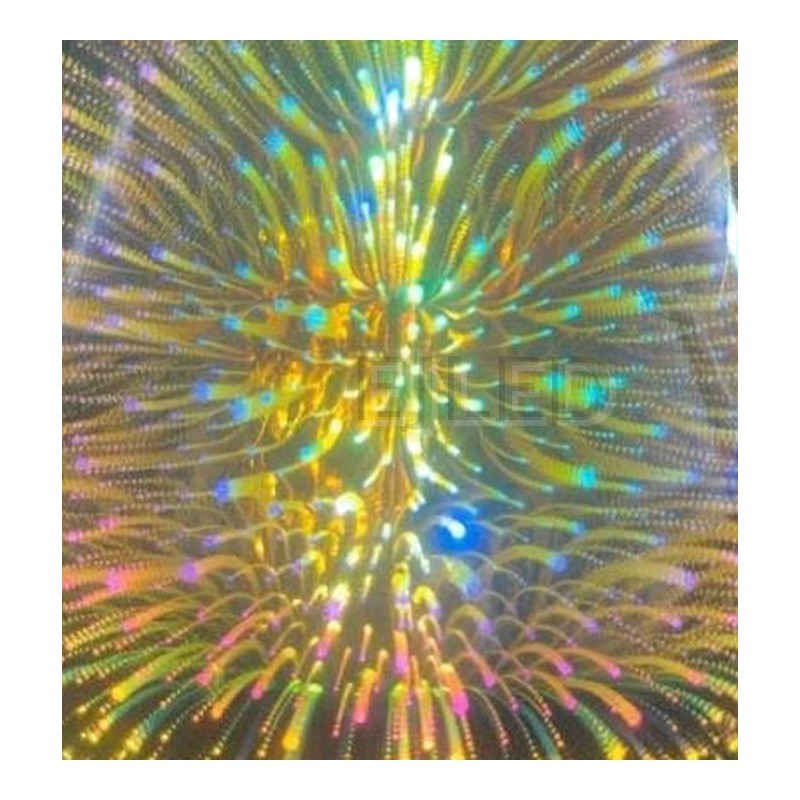 This clear glass 3D galaxy LED bulb features an enclosed pear-like shade with a colorful starburst light effect. It operates on a single E27 lamp base. - view 3