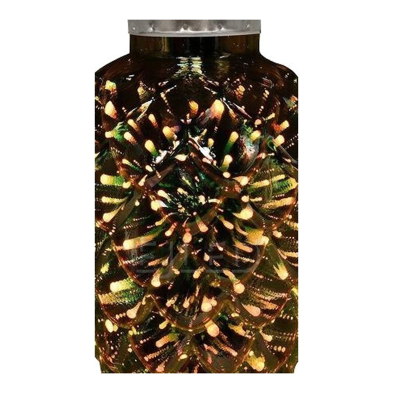 This clear glass pinecone shape 3D galaxy LED bulb features a textured shade with a metal screw base, designed for decorative fixtures. - view 3