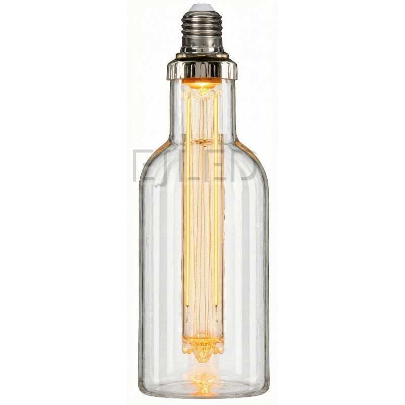 This clear glass bottle LED bulb features an internal amber light guide and a threaded metallic base. Model 70-LG works for decorative commercial fixtures.