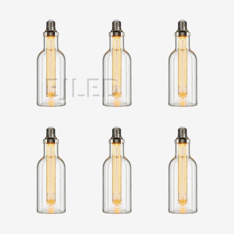 This clear glass bottle LED bulb features an internal amber light guide and a threaded metallic base. Model 70-LG works for decorative commercial fixtures. - view 5