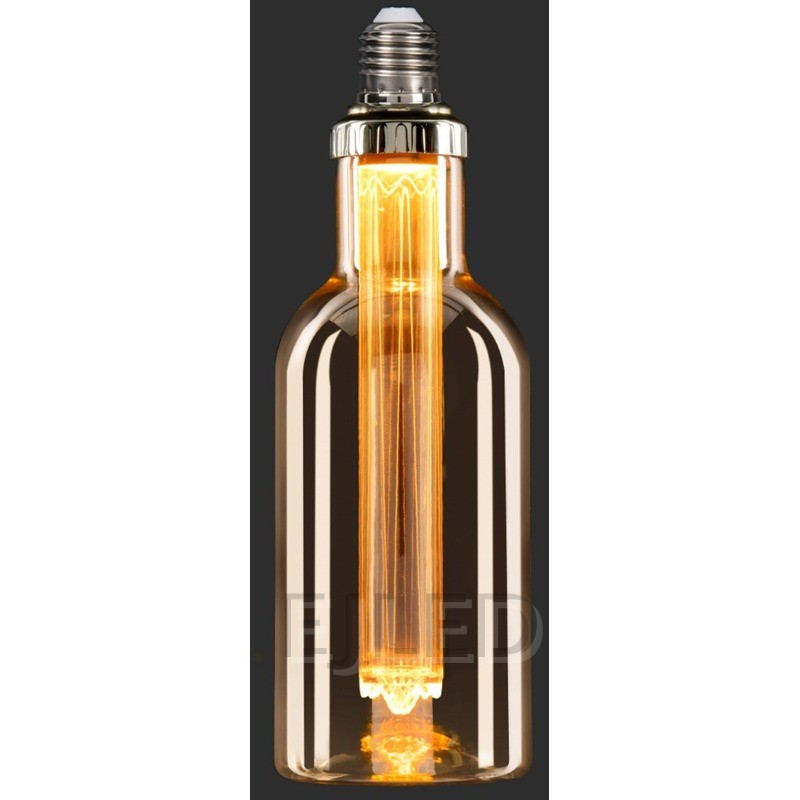 This clear glass bottle LED bulb features an internal amber light guide and a threaded metallic base. Model 70-LG works for decorative commercial fixtures. - view 6