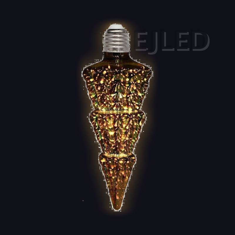 This clear glass 3D galaxy LED bulb features an icicle shape with a standard threaded screw base for pendant and decorative hanging applications. - view 2