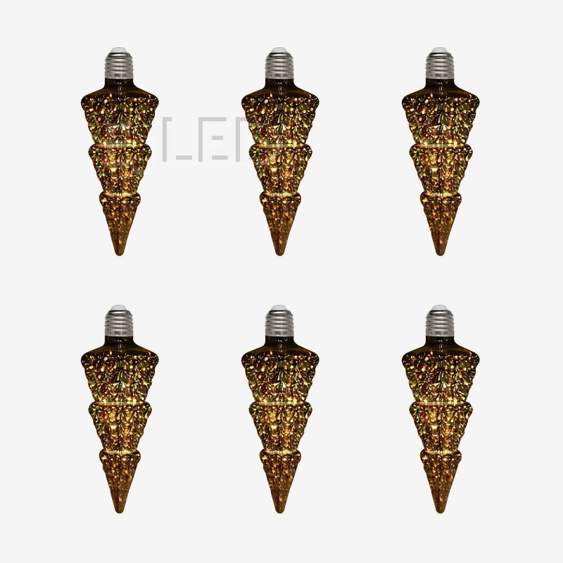 This clear glass 3D galaxy LED bulb features an icicle shape with a standard threaded screw base for pendant and decorative hanging applications. - view 5