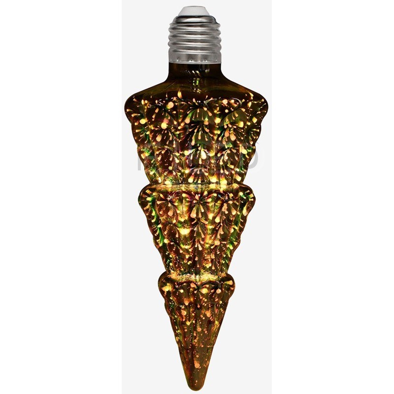 This clear glass 3D galaxy LED bulb features an icicle shape with a standard threaded screw base for pendant and decorative hanging applications. - view 6
