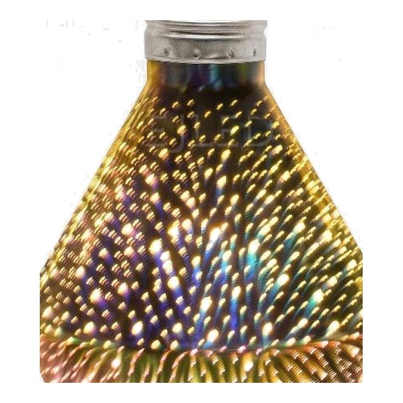 This clear glass diamond shaped galaxy LED bulb 95-3D features an eye catching faceted glass shade with a metallic finish and a standard screw base. - view 3
