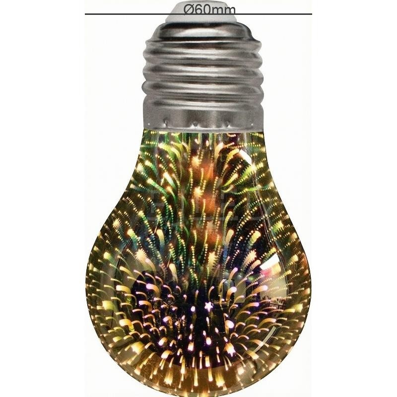 This glass bulb features a clear finish and a decorative three-dimensional galaxy lighting effect inside the A60 shape. - view 4
