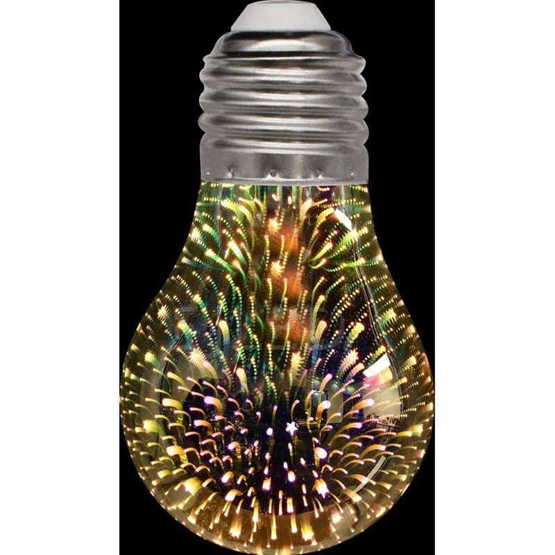 This glass bulb features a clear finish and a decorative three-dimensional galaxy lighting effect inside the A60 shape. - view 6