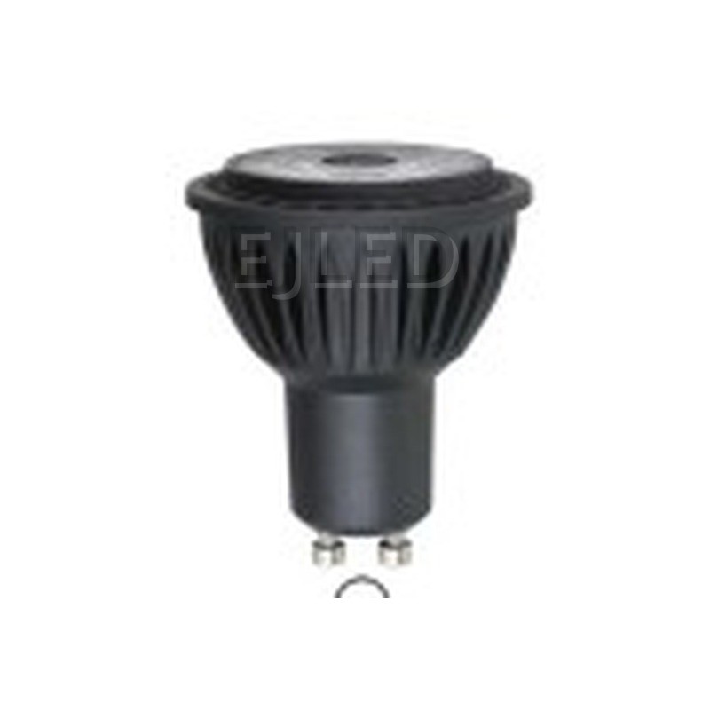 This compact brown black LED accessory lamp measures 50 by 58 millimeters and features a GU10 two-pin base for standard directional spotlight applications. - view 2