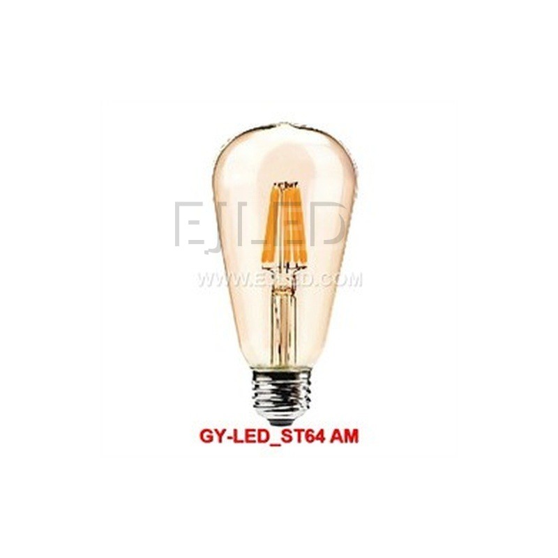 This clear glass teardrop lamp features visible LED filaments and a standard threaded metal screw base. It provides warm illumination for commercial and residential lighting projects. - view 2