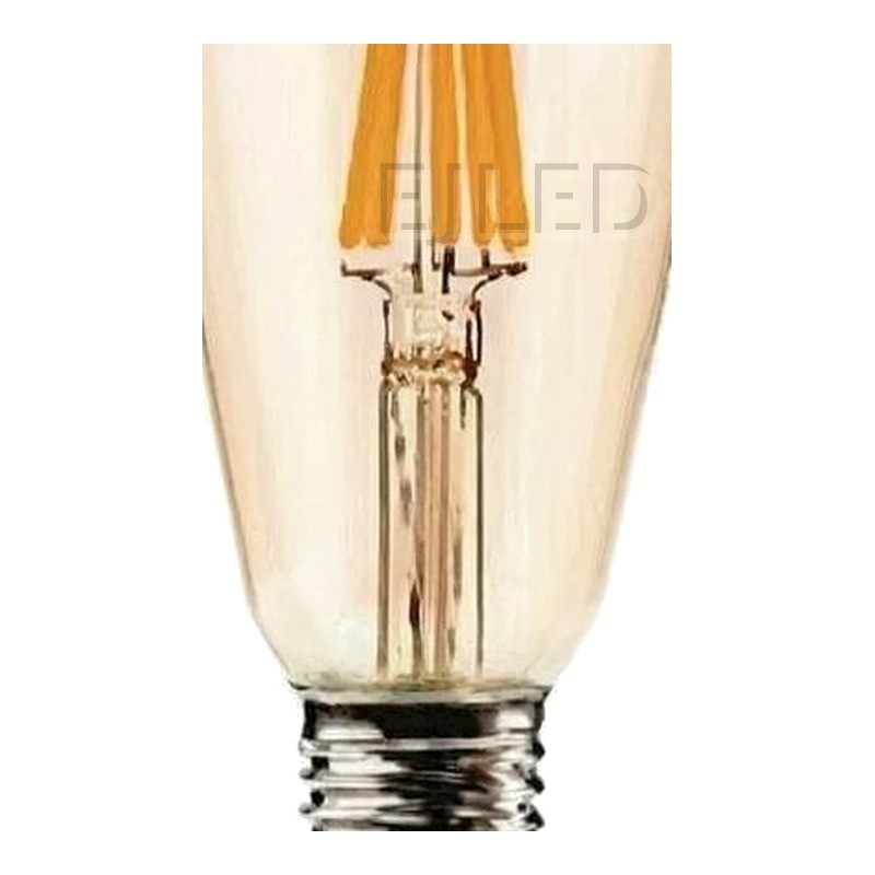 This clear glass teardrop lamp features visible LED filaments and a standard threaded metal screw base. It provides warm illumination for commercial and residential lighting projects. - view 3