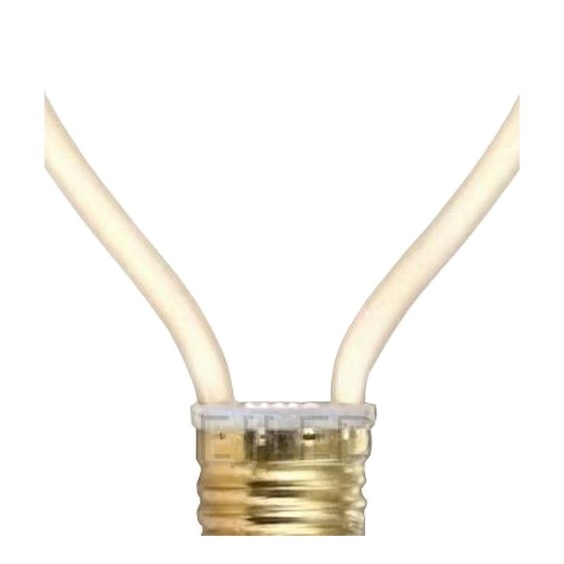 This heart shaped LED filament bulb features a flexible curved light source mounted on a standard metallic screw base. - view 3
