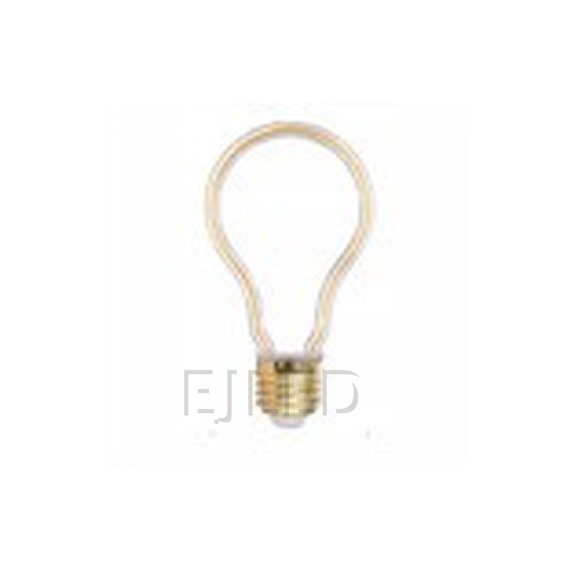 This decorative lamp features an unusual hollow teardrop glass frame with internal linear LED filaments attached to a standard screw base for distinctive lighting projects. - view 2