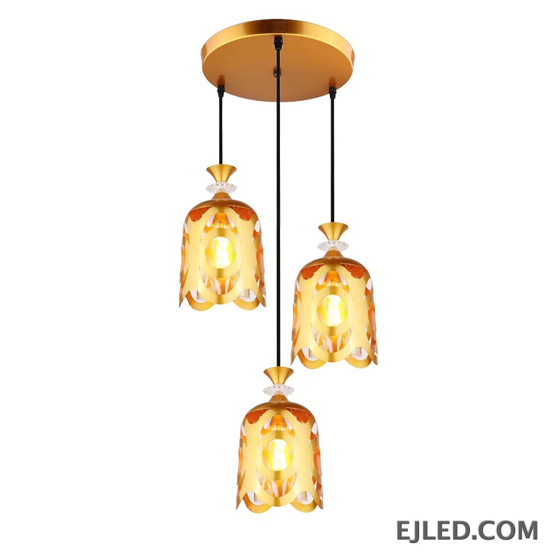 A distinctive bell-shaped pendant light, the BS0006 features a solid metal shade with a polished gold finish. This fixture directs illumination downwards from a single lamp, making it suitable for focused task lighting or ambient glow in contemporary spaces.