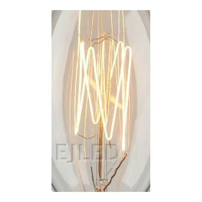 Amber glass C35 incandescent bulb with a visible vertical tungsten filament and a standard brass screw base, model C35-40W. - view 3