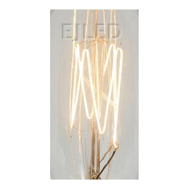 This incandescent bulb features a pointed candle shade in clear glass and a brass screw base, housing a visible tungsten filament. Model C35L-40W. - view 3