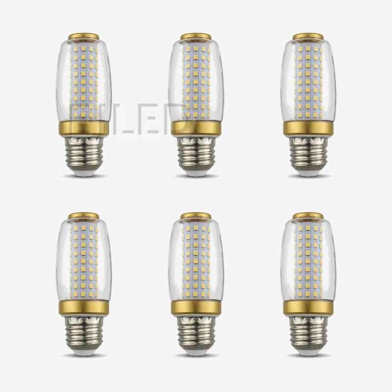 This SMD LED light bulb features a glass cylindrical shade with a gold-finish metal cap and a standard screw base for commercial and residential fixtures. - view 5