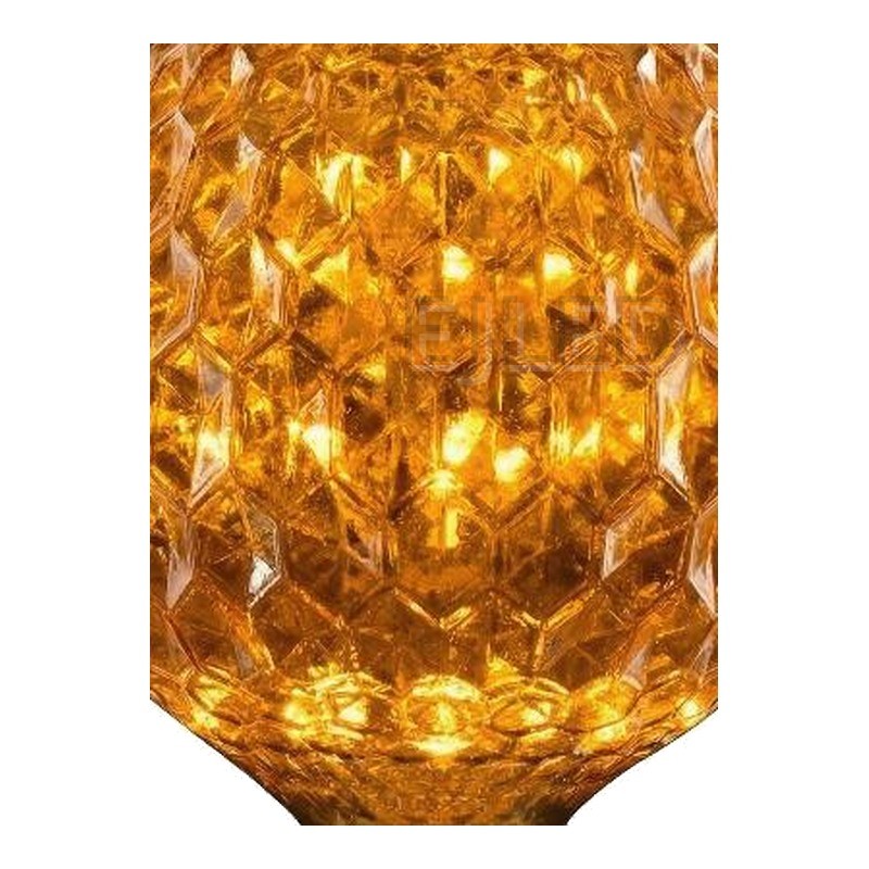 This amber glass C95-165 Starry LED bulb features a faceted acorn shape and a standard screw base for decorative lighting applications. - view 3