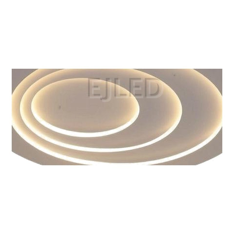 This modern black ceiling light features layered concentric rings with integrated LED lighting for a clean, contemporary look. - view 3