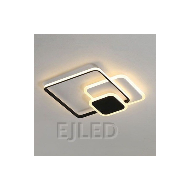 This surface mount ceiling light features interlocking square frames with black and white finishes. It provides integrated LED illumination for modern architectural spaces. - view 2