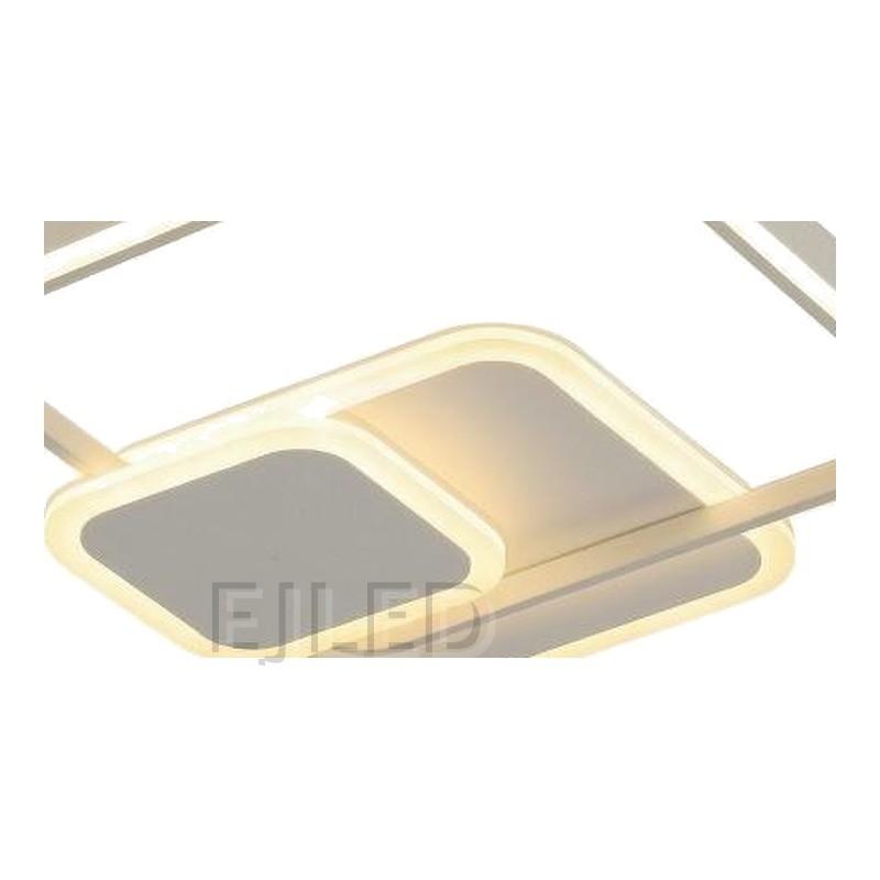 This modern square ceiling light features a layered geometric design with integrated warm LED illumination, finished in a clean neutral tone for contemporary interiors. - view 3