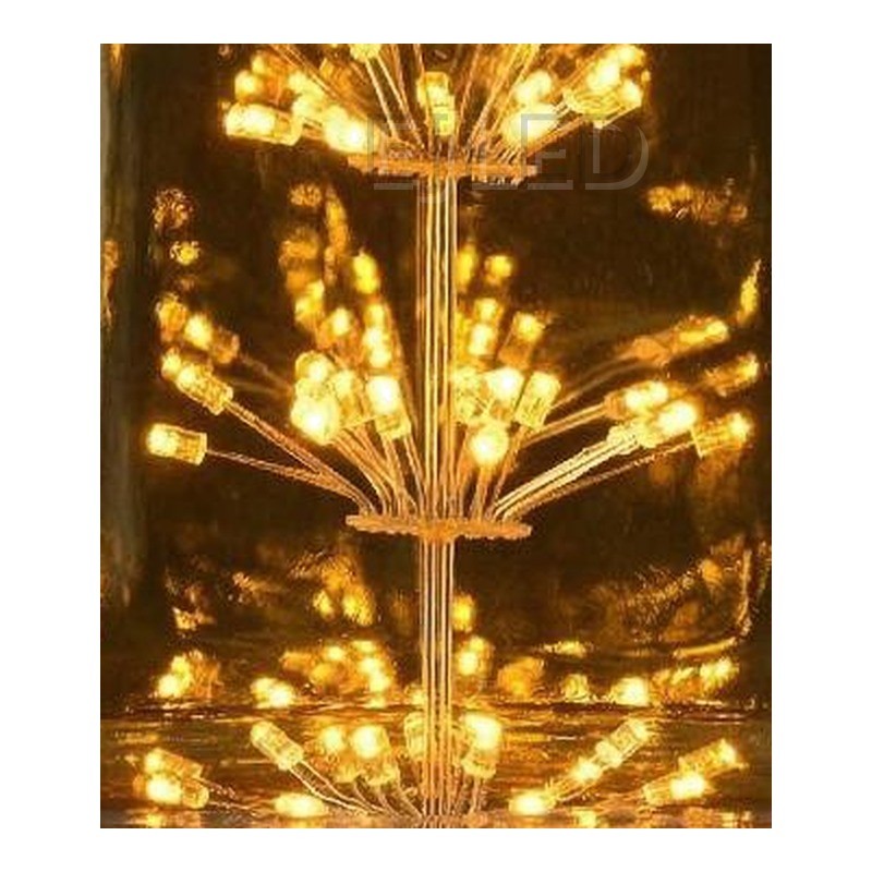 This amber glass starry LED bulb features a rectangular shape with internal light clusters. It works as an eye-catching decorative lamp for fixtures with an Edison screw base. - view 3