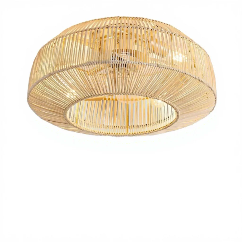 This compact, round flush-mount fan light, model FN0003, is proportioned for smaller rooms or areas with lower ceiling heights. It offers integrated illumination and discreet air circulation, with a simple white finish that blends easily.