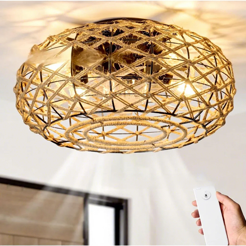 This compact, round flush-mount fan light, model FN0003, is proportioned for smaller rooms or areas with lower ceiling heights. It offers integrated illumination and discreet air circulation, with a simple white finish that blends easily. - view 3