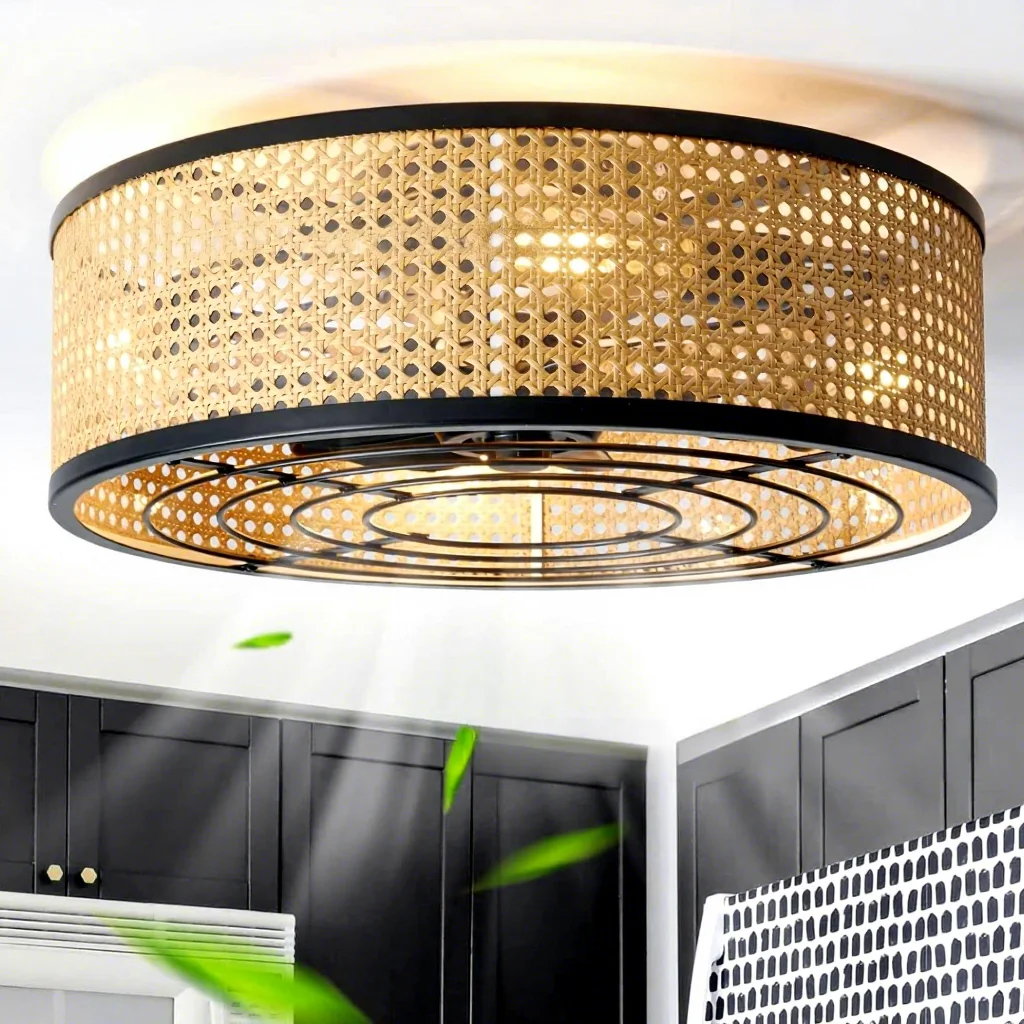 This compact, round flush-mount fan light, model FN0003, is proportioned for smaller rooms or areas with lower ceiling heights. It offers integrated illumination and discreet air circulation, with a simple white finish that blends easily. - view 4