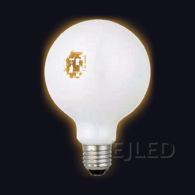 This milky glass G125 globe LED bulb features a spherical shade and a standard screw base for commercial and residential lighting projects. - view 2