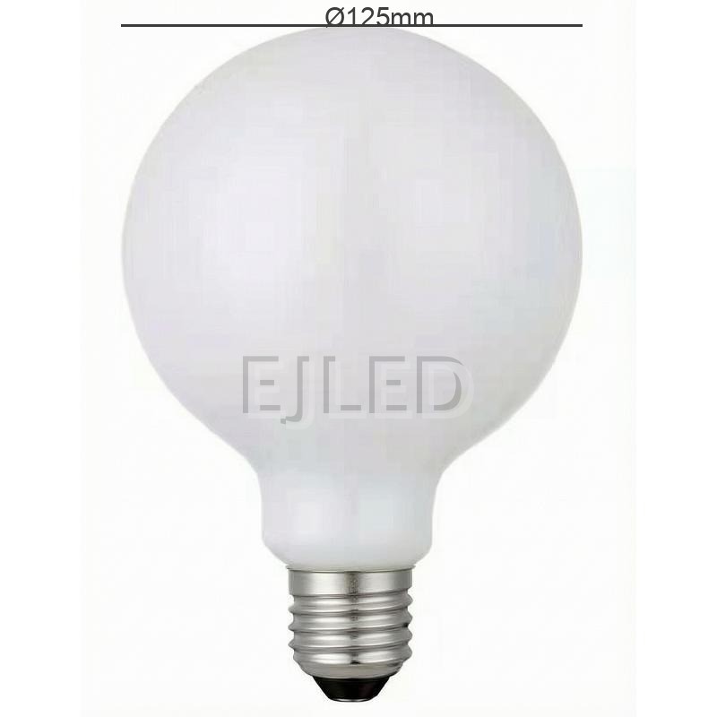 This milky glass G125 globe LED bulb features a spherical shade and a standard screw base for commercial and residential lighting projects. - view 4