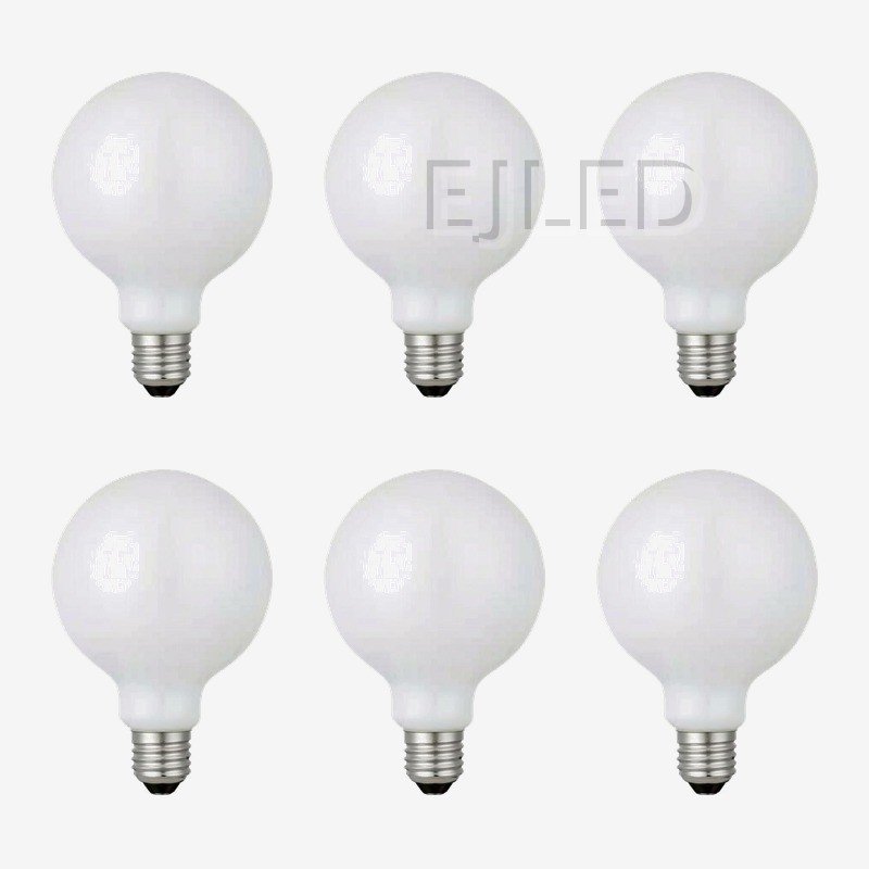 This milky glass G125 globe LED bulb features a spherical shade and a standard screw base for commercial and residential lighting projects. - view 5