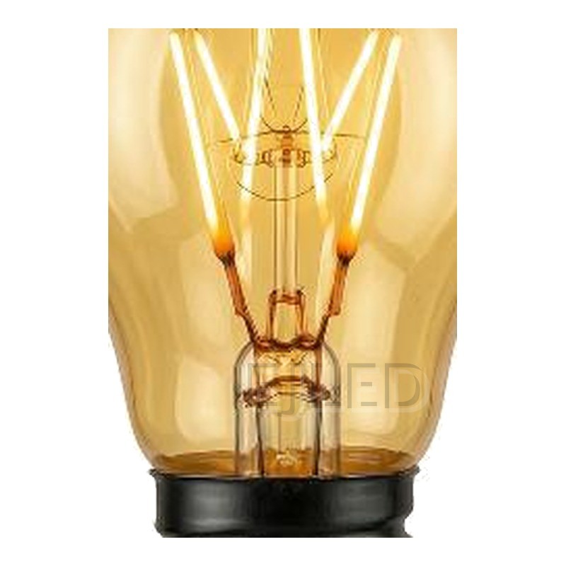 This amber glass soft filament LED bulb features a warm golden finish and a compact globe shape for decorative interior lighting fixtures. - view 3