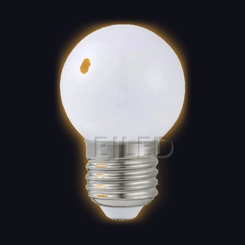This compact milky glass globe LED bulb features a spherical milky white shade and a standard screw base for commercial and residential lighting applications. - view 2