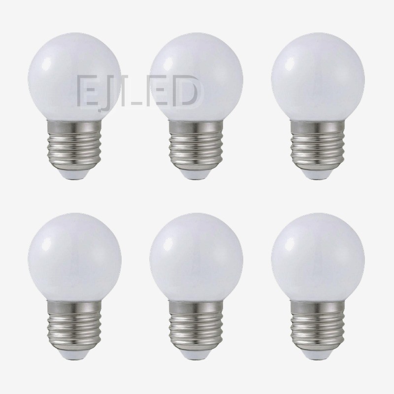 This compact milky glass globe LED bulb features a spherical milky white shade and a standard screw base for commercial and residential lighting applications. - view 5