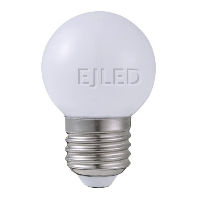 This compact milky glass globe LED bulb features a spherical milky white shade and a standard screw base for commercial and residential lighting applications. - view 6