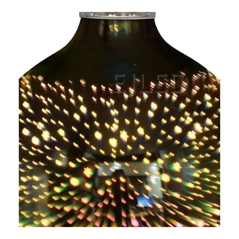 This clear glass globe lamp features a 3D galaxy light effect inside a round G95 bulb housing with a standard screw base, model G95-5W-3D. - view 3
