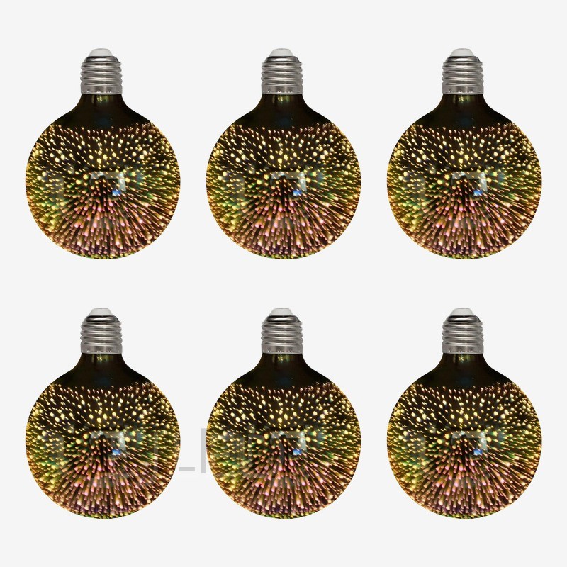 This clear glass globe lamp features a 3D galaxy light effect inside a round G95 bulb housing with a standard screw base, model G95-5W-3D. - view 5