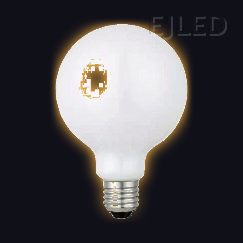 This milky white glass globe LED bulb provides soft, diffused illumination with a classic round shape and a standard screw base for commercial fixtures. - view 2