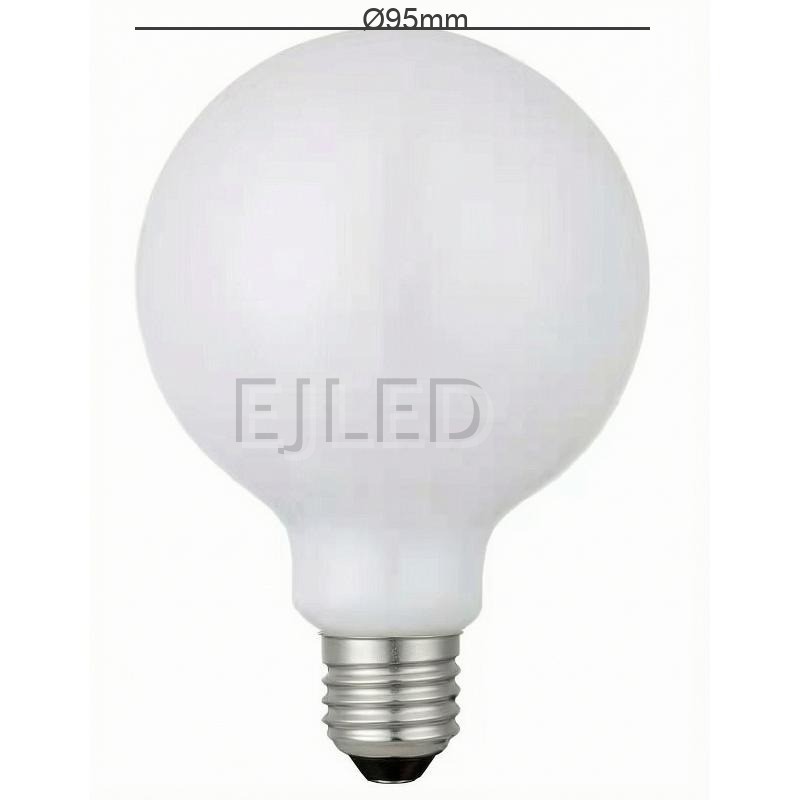 This milky white glass globe LED bulb provides soft, diffused illumination with a classic round shape and a standard screw base for commercial fixtures. - view 4