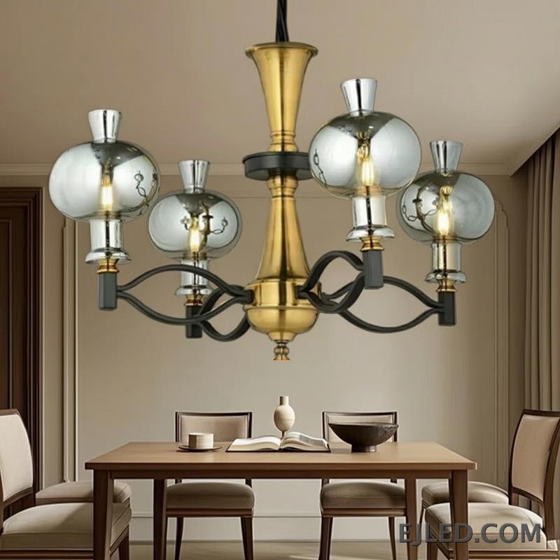 Clear, ribbed glass forms the bell-shaped shade of the GL0050 pendant light, suspended by a polished brass fixture. This design provides diffused ambient lighting suitable for countertops, dining tables, or as accent lighting in hospitality settings. - view 5