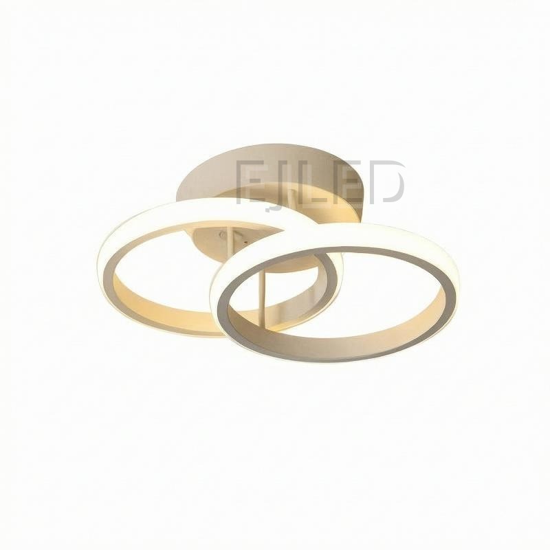 This LED ceiling light features three open circular rings arranged in an overlapping layout on a round base. The white finish creates a clean lighting fixture.