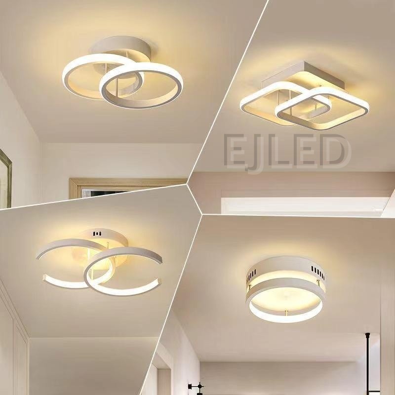 This LED ceiling light features three open circular rings arranged in an overlapping layout on a round base. The white finish creates a clean lighting fixture. - view 2