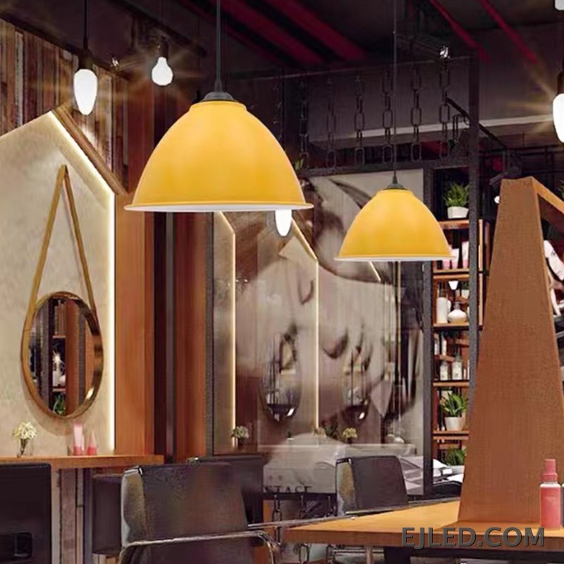 This barn pendant light, model MK0004, features a broad, shallow steel dome shade with a distinctive wavy rim. Its matte white finish covers both exterior and interior, suspended by a white cable and canopy. - view 2