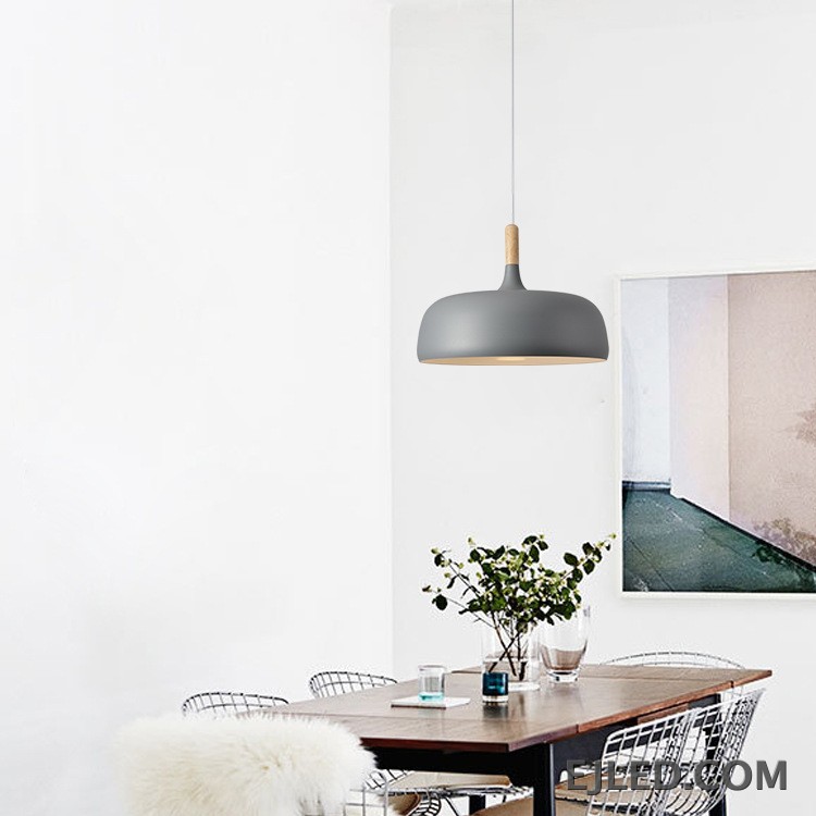 The MK0005 barn pendant light is a classic bell-shaped fixture with a matte black metal exterior and a white interior. It provides focused downward illumination from a single lamp, suspended by a black cable and canopy. - view 6
