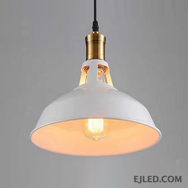 This dome pendant light features a matte black steel shade with an open bottom, revealing a single bulb and a light-colored interior for broad illumination. It hangs from a simple suspension cord. - view 5