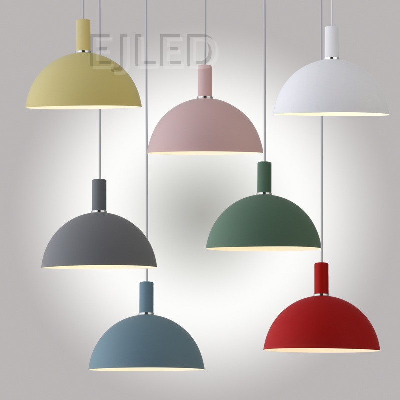 This aluminum dome pendant light features a wide black shade, a cylindrical top connector, and a single exposed bulb suspended from a cord. - view 6